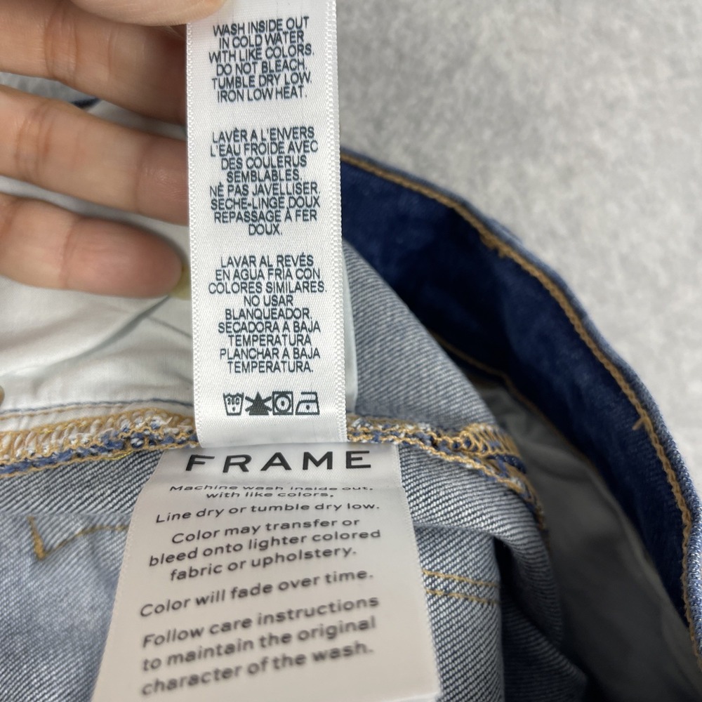 FRAME Le Skinny de Jeanne Fringe Hem Jeans Womens 31 Ripped Distressed Grunge - Picture 14 of 14